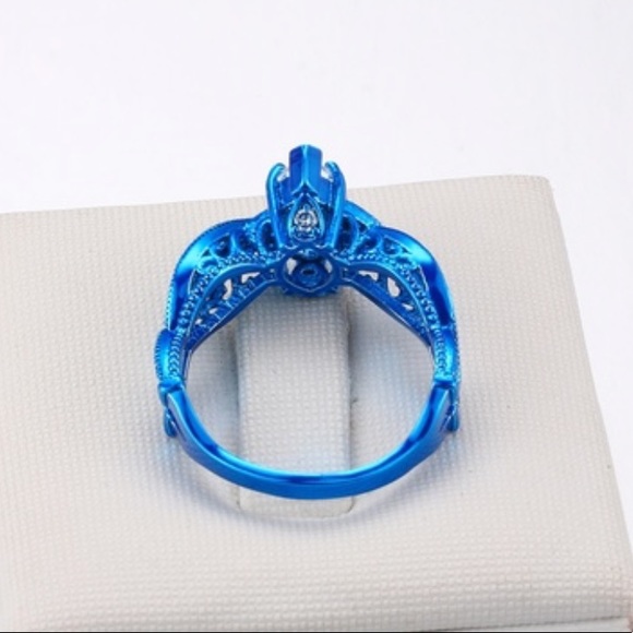 Bright Blue 18K Gold Plated Gemstone Ring - Picture 3 of 3